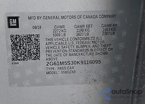 2019 Cadillac Xts Luxury из США, поврежденный, VIN 2G61M5S30K9116095